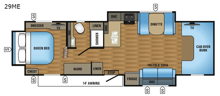 Used 2017 Jayco Greyhawk 29ME Motorhome Floor Plan