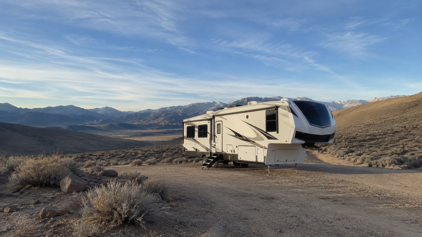 RV parked for free on public land while boondocking