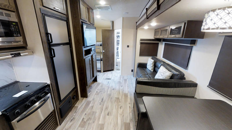 Interior view of the 2018 Forest River Salem Hemisphere Hyper-Lyte 28BHHL