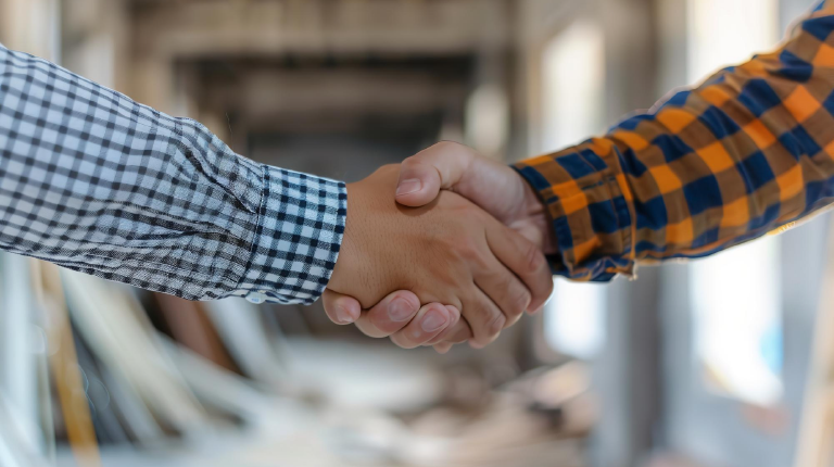 Two people shaking hands – bank financing