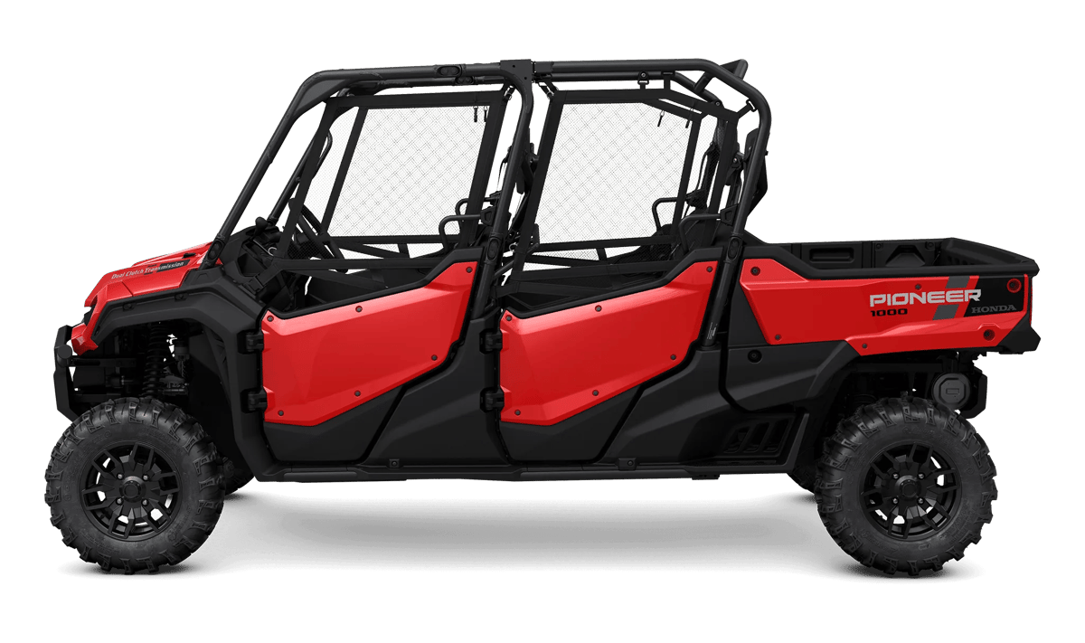 2025 Honda Pioneer 1000-6 Deluxe Crew in Hero Red — gallery view