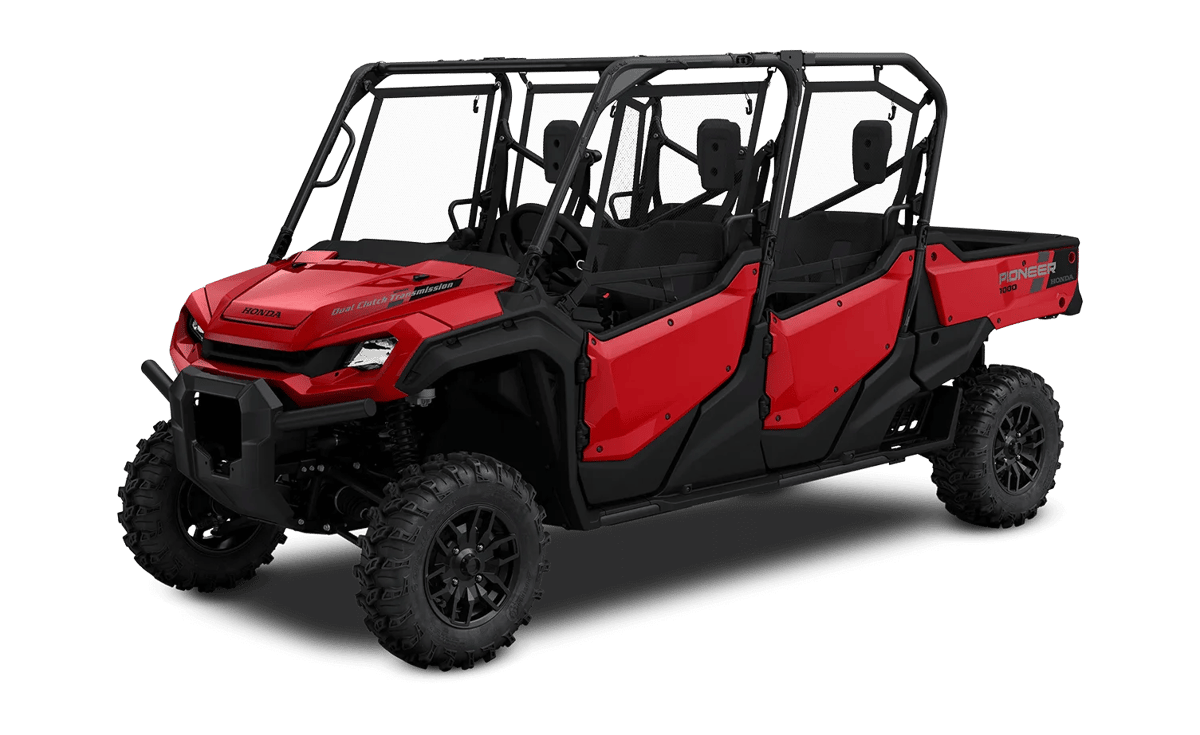 2025 Honda Pioneer 1000-6 Deluxe Crew in Hero Red