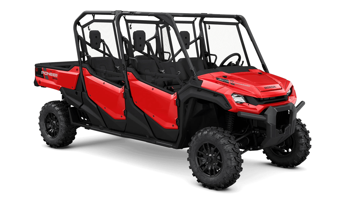 2025 Honda Pioneer 1000-6 Deluxe Crew in Hero Red — gallery view