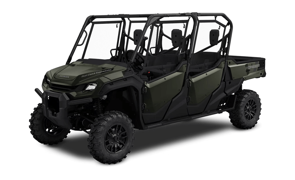 2025 Honda Pioneer 1000-6 Deluxe Crew in Black Forest Green