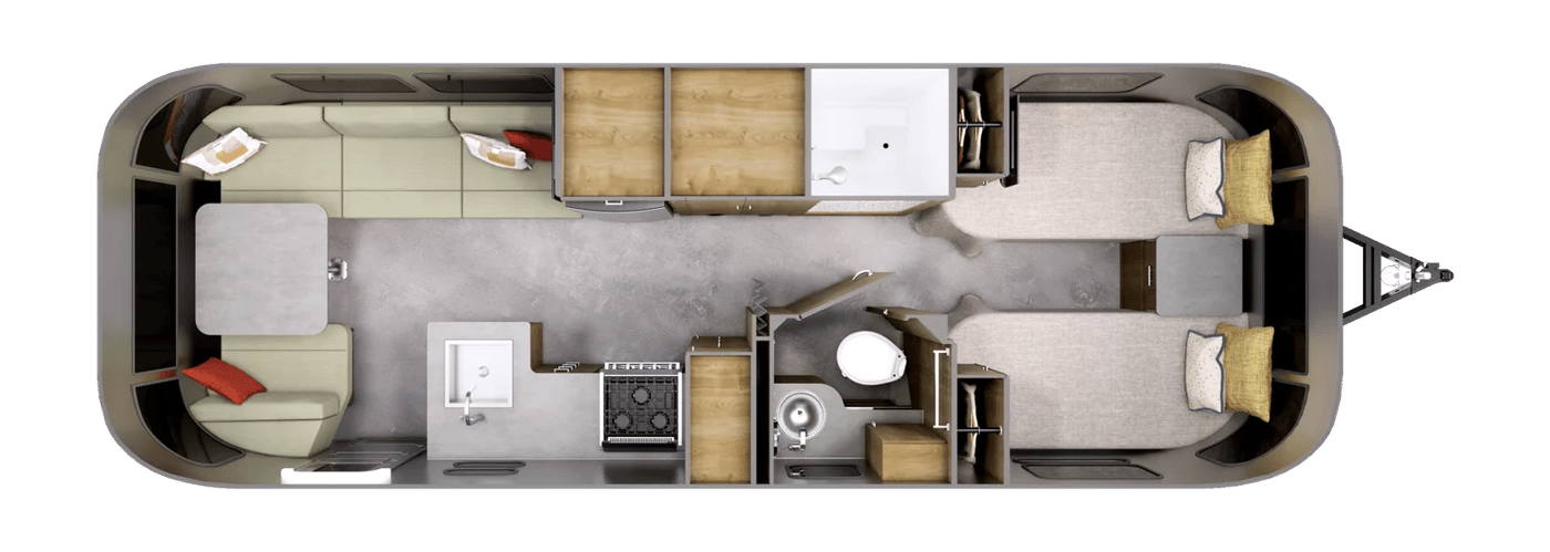 Airstream Flying Cloud 27FB Twin floorplan