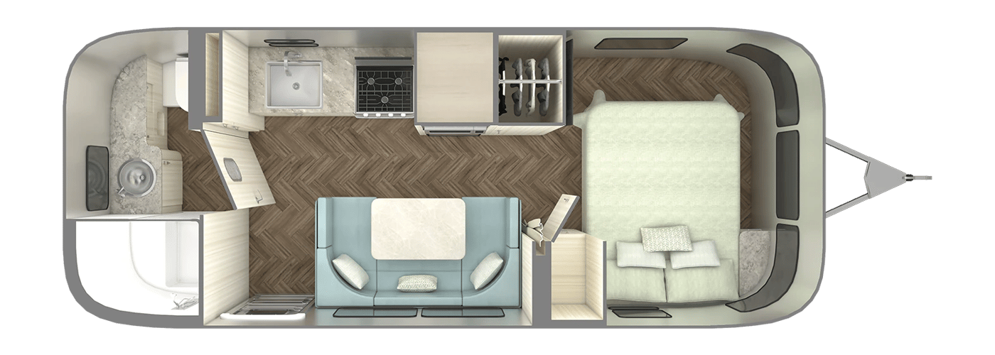 Airstream International 23FB Queen floorplan