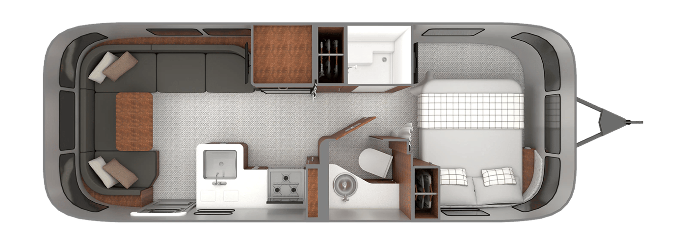 Airstream Globetrotter 25FB Queen floorplan