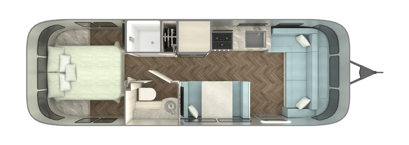 Airstream International 28RB Queen floorplan