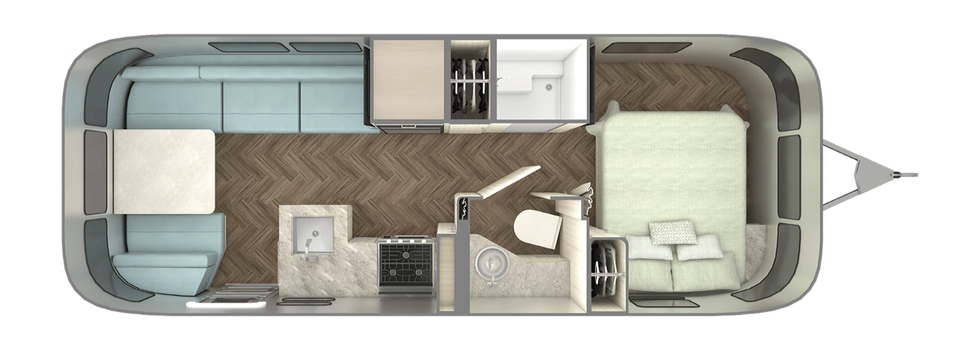 Airstream International 25FB Queen floorplan