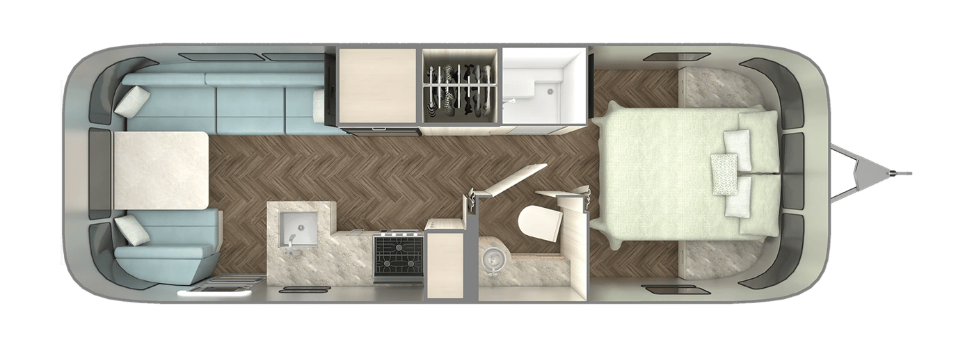 Airstream International 27FB Queen floorplan
