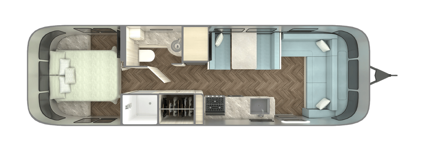 Airstream International 30RB Queen floorplan