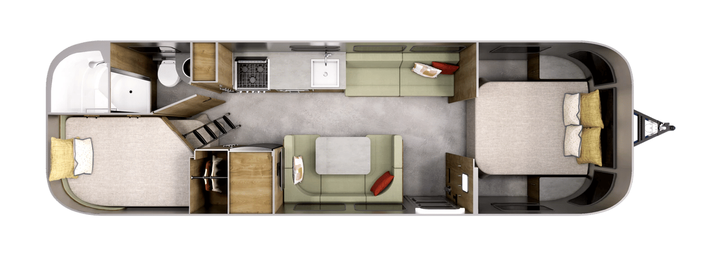 Airstream Flying Cloud 30FB Bunk Queen floorplan