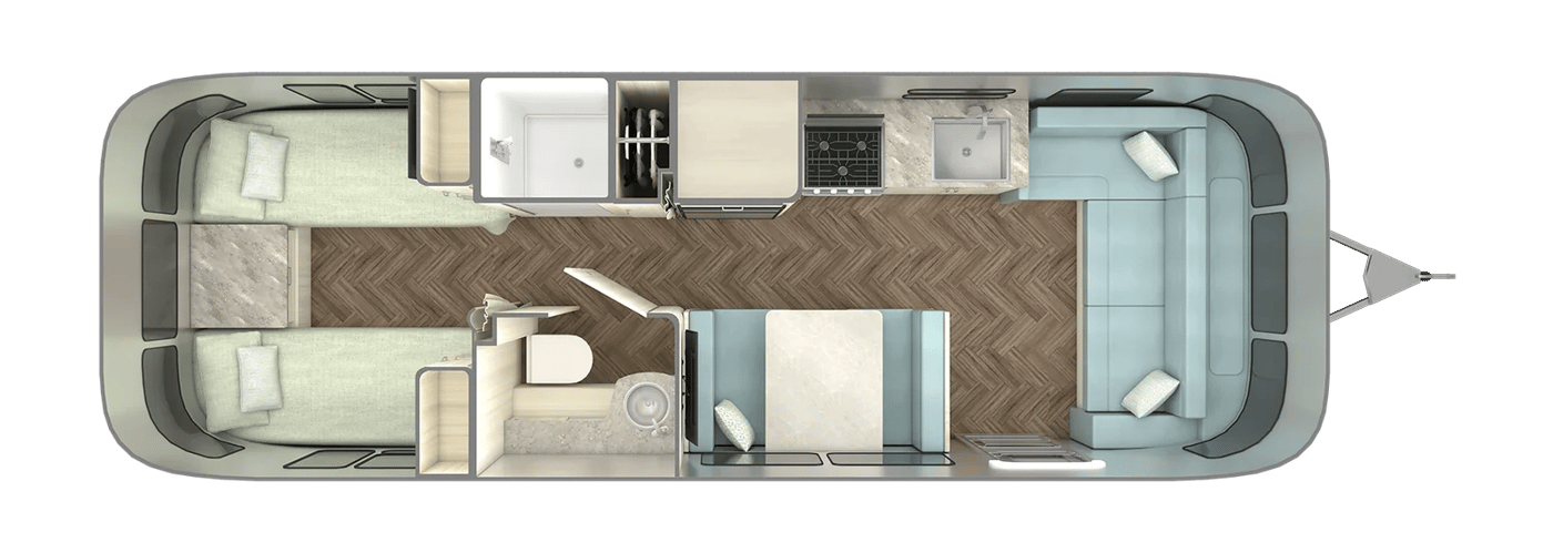 Airstream International 28RB Twin floorplan