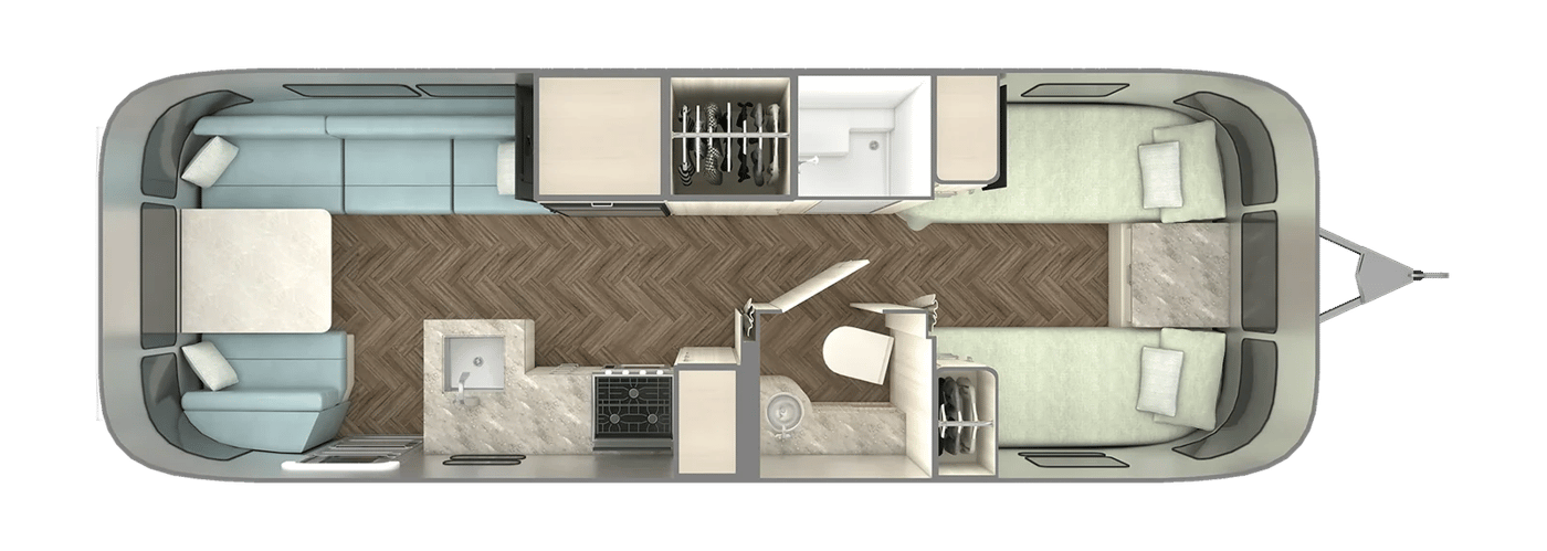 Airstream International 27FB Twin floorplan