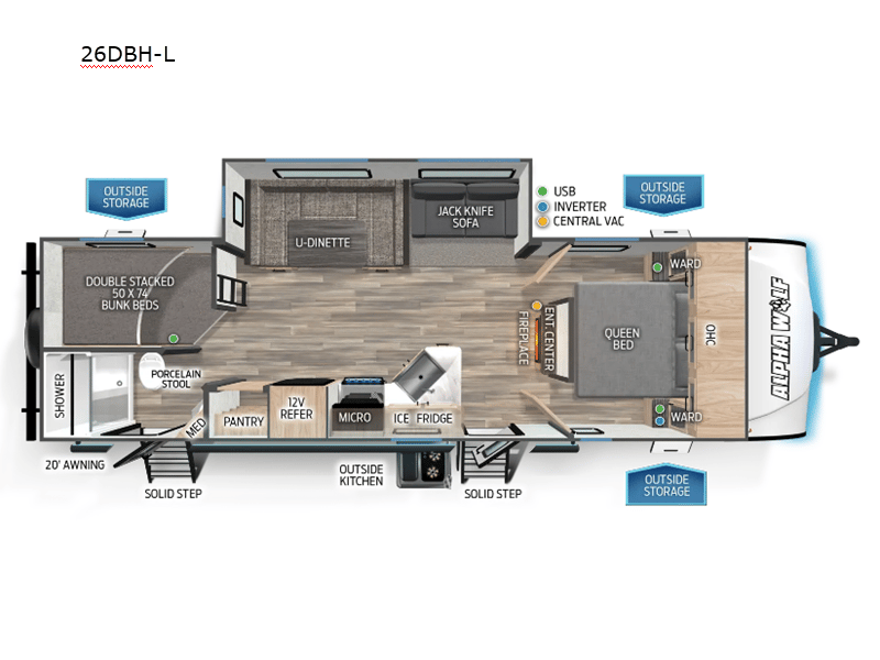 2024 Forest River Cherokee Grey Wolf 26DBH floorplan