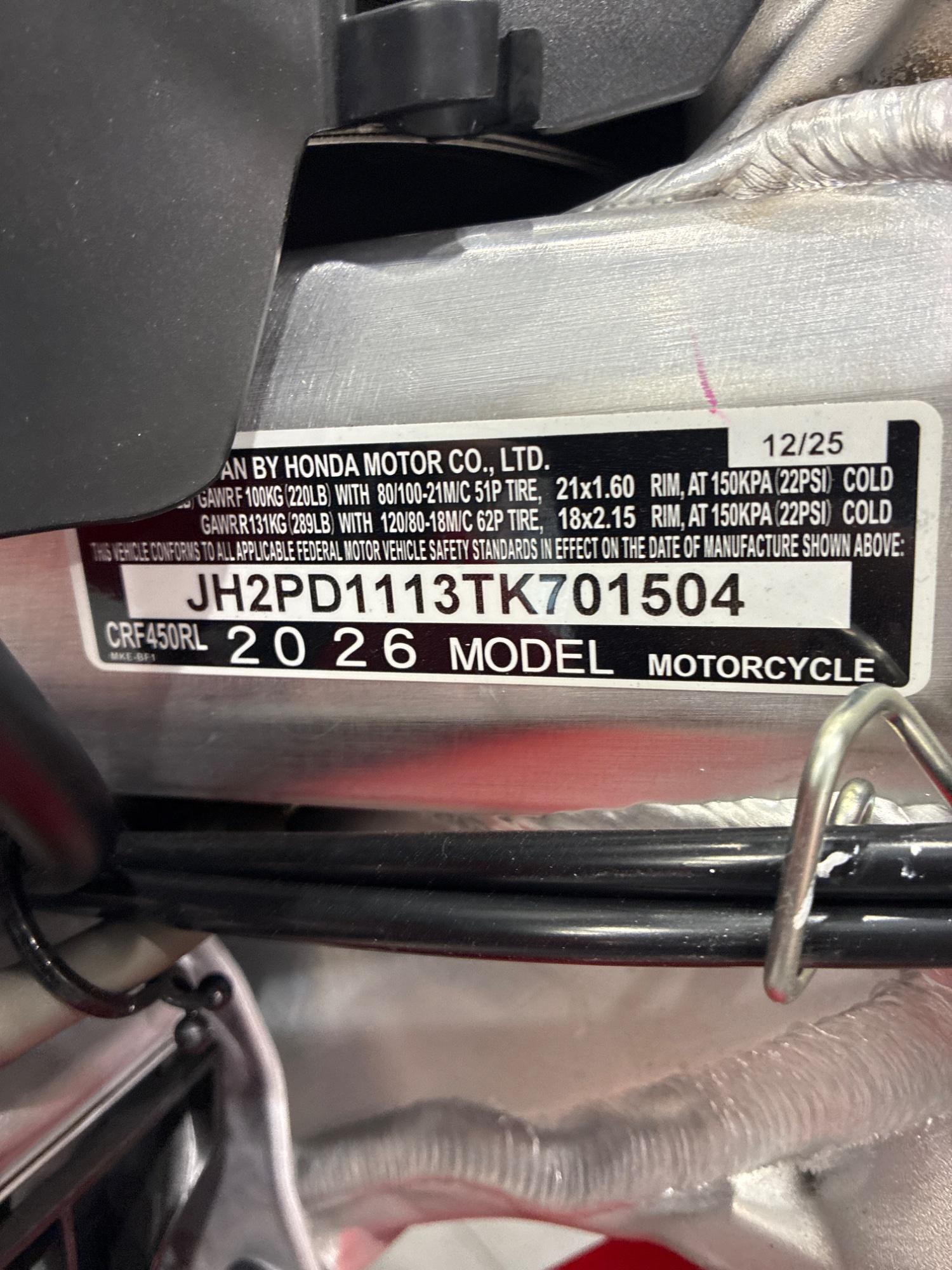 2026 Honda 2026 Honda CRF450RL - thumbnail 11