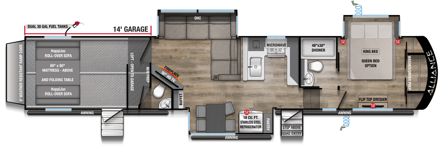 2025 Alliance RV Valor 44V14 Toy Hauler floorplan