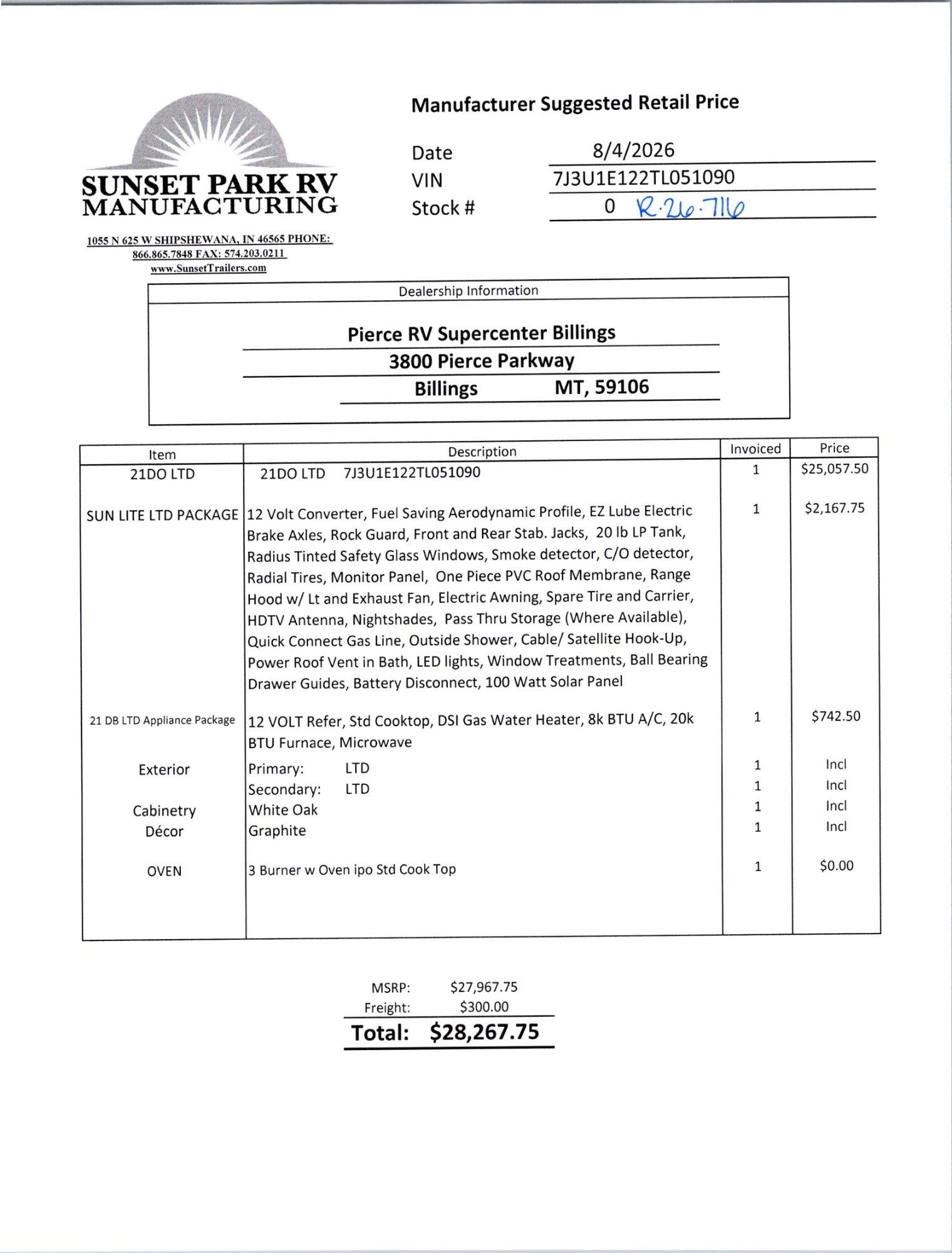 2027 Sunset Park RV 2027 Sunset Park RV Sunray - thumbnail 24