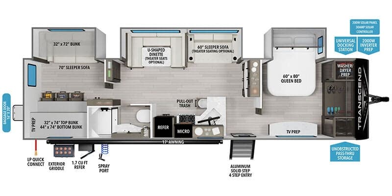 2026 Grand Design Transcend 335BHT floorplan