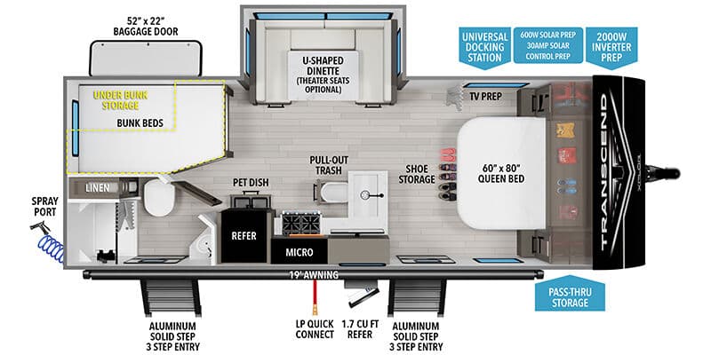 2026 Grand Design Transcend Xplor 23BHX floorplan
