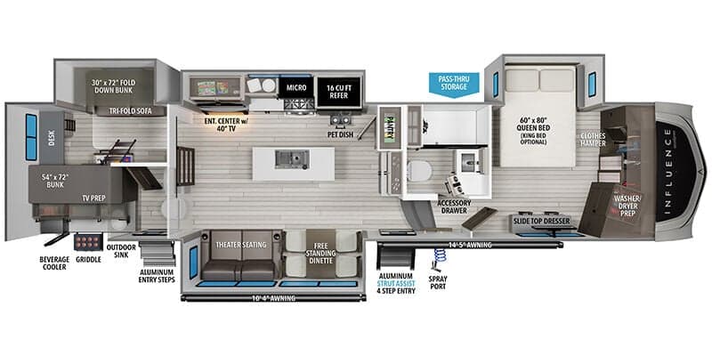 2026 Grand Design Influence 3904BH floorplan