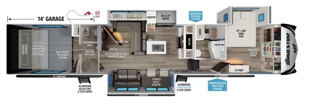 2026 Grand Design MOMENTUM LUXURY 395MT floorplan