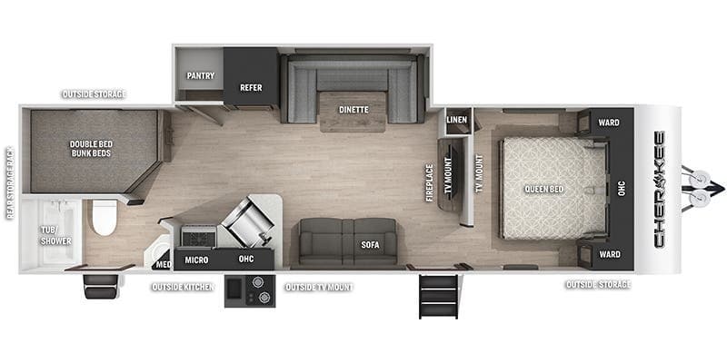 2022 Forest River Cherokee Grey Wolf 274BRB floorplan