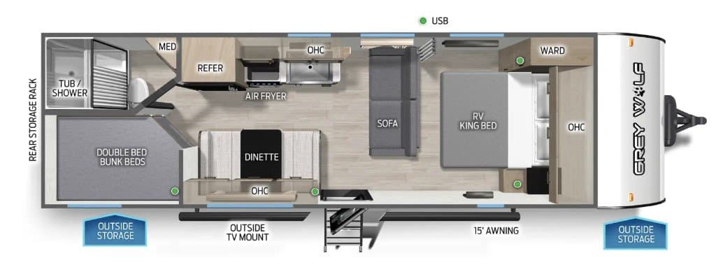 2022 Forest River Grey Wolf 26DJSE