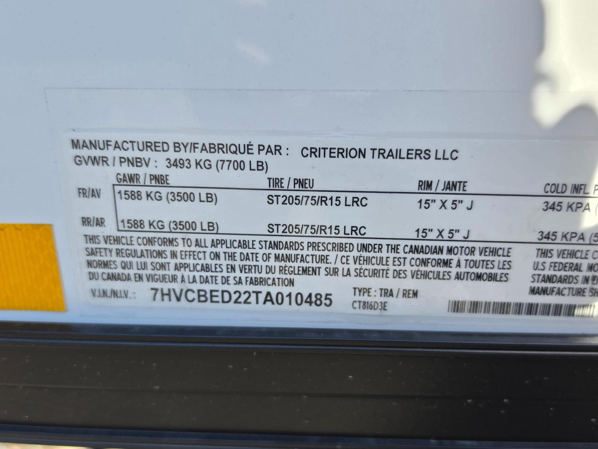 2026 Criterion Trailers 2026 Criterion Trailers 8.5'x16' 7K - - thumbnail 9