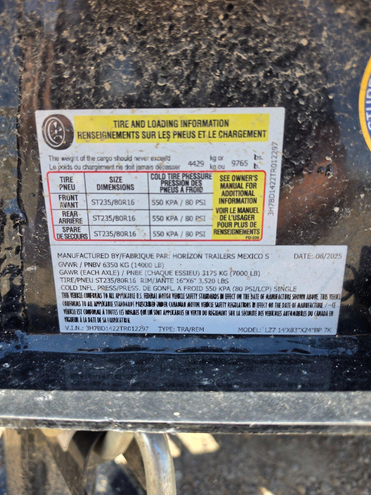 2026 Horizon Trailers 2026 Horizon Trailers 7' x 14' x 2' BP - - thumbnail 12