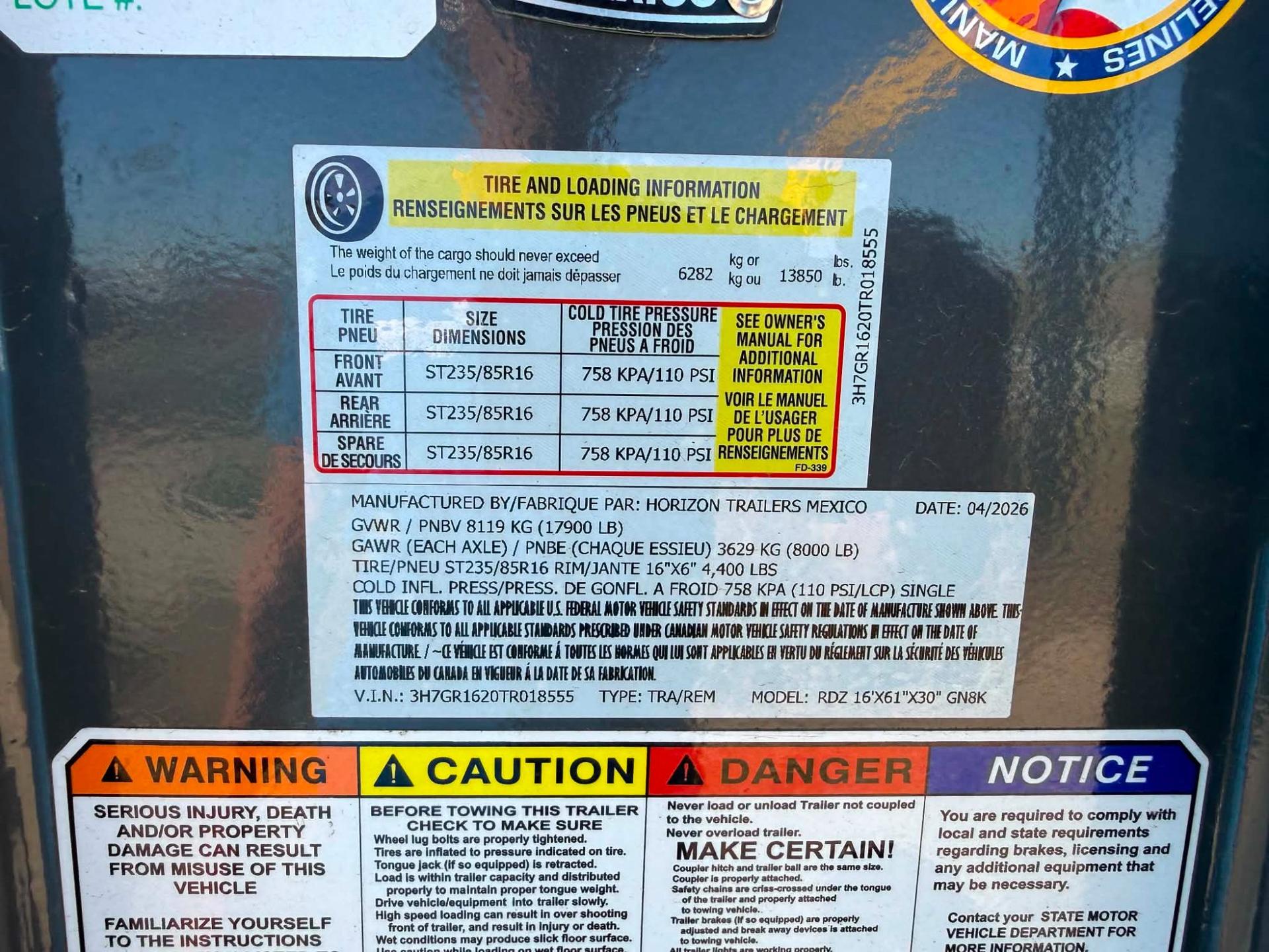 2026 Horizon Trailers 2026 Horizon Trailers RDZ 16' Roll Off GN 17.9K - - thumbnail 16