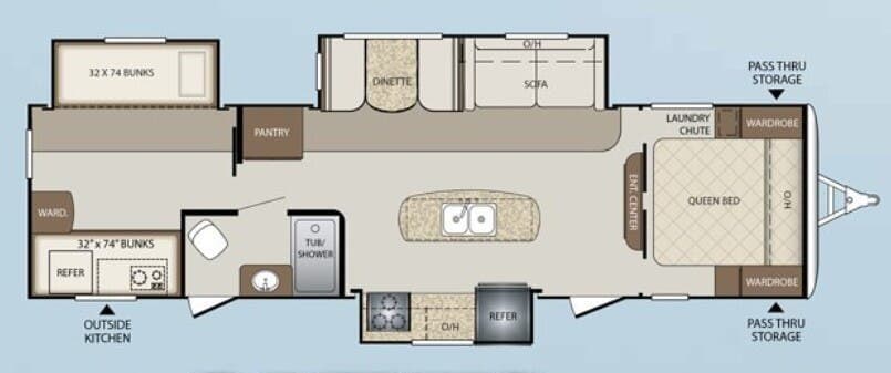 2018 Keystone Bullet 311bhs 311BHS floorplan