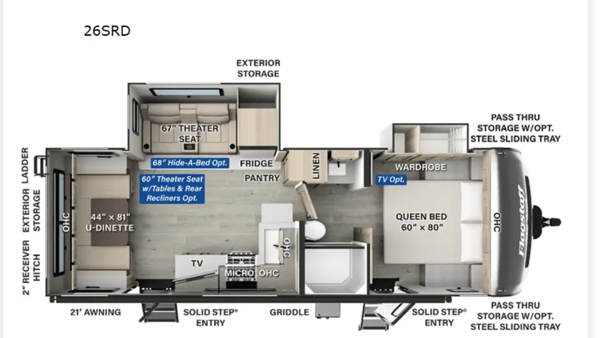 2025 FORESTRIVER Flagstaff Super Lite 26SRD floorplan