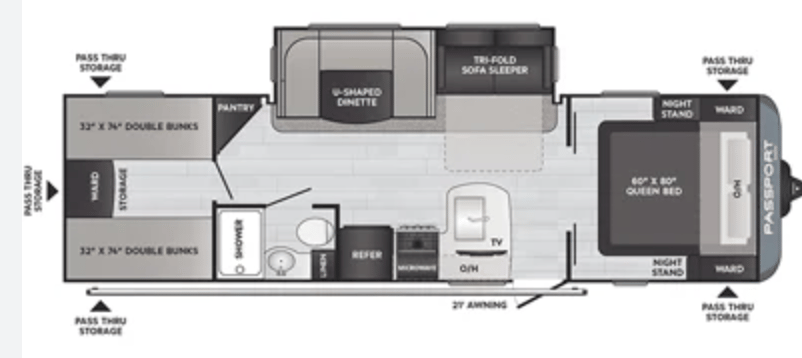 2021 KEYSTONE PASSPORT PASSPORT SL 282QB floorplan