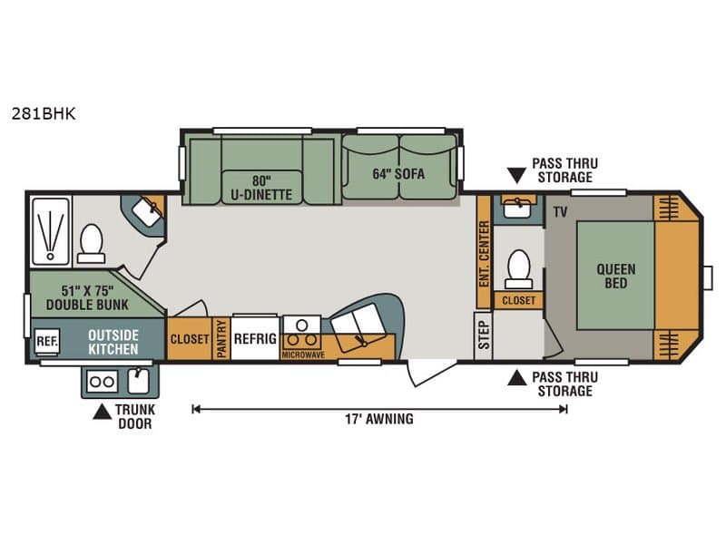 2018 KZ RV KZ Sportsmen 281BH floorplan