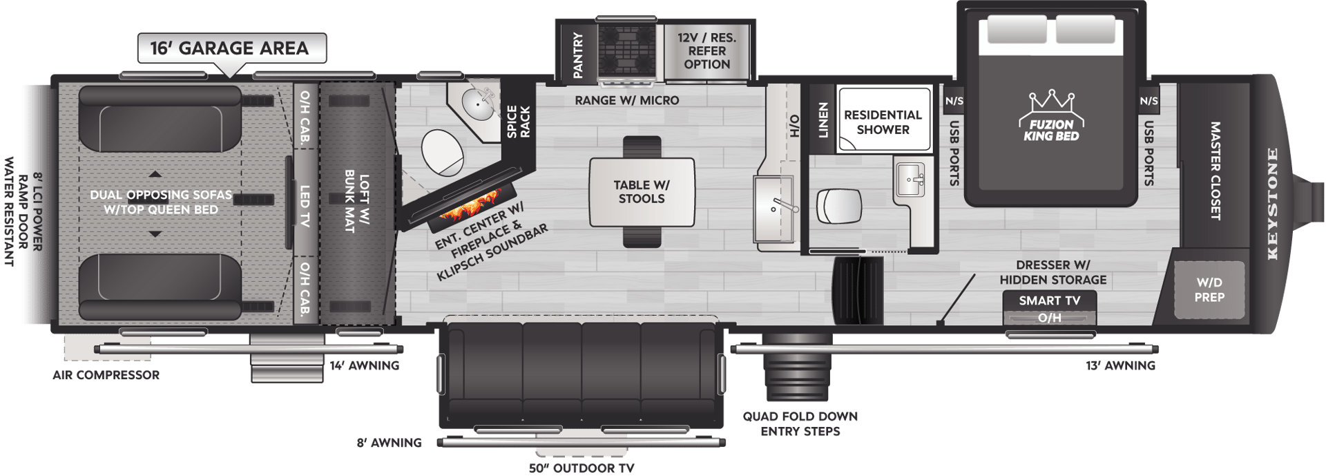 2021 Keystone RV Fuzion 419 floorplan