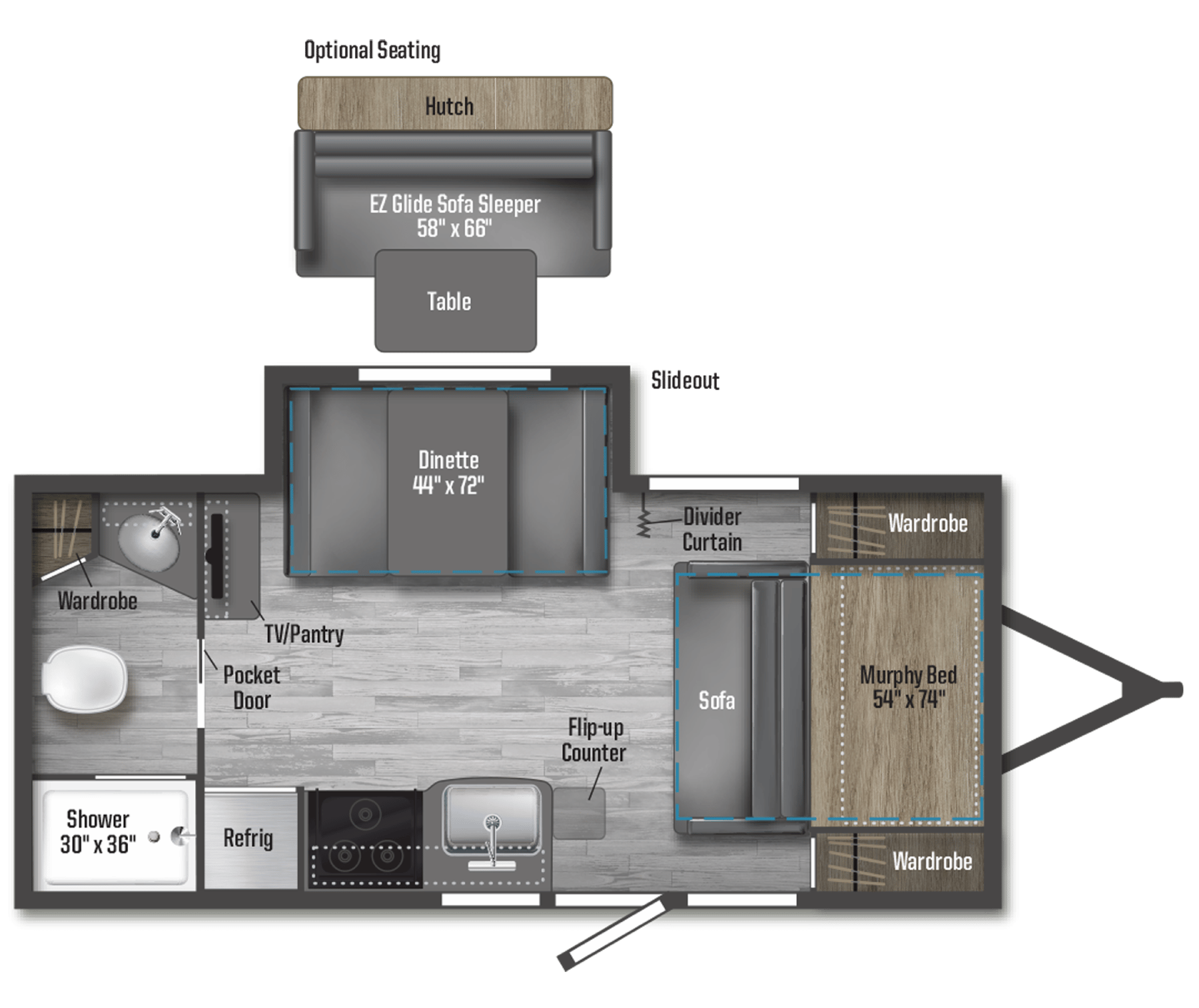 2022 Winnebago Micro Minnie 2108DS floorplan