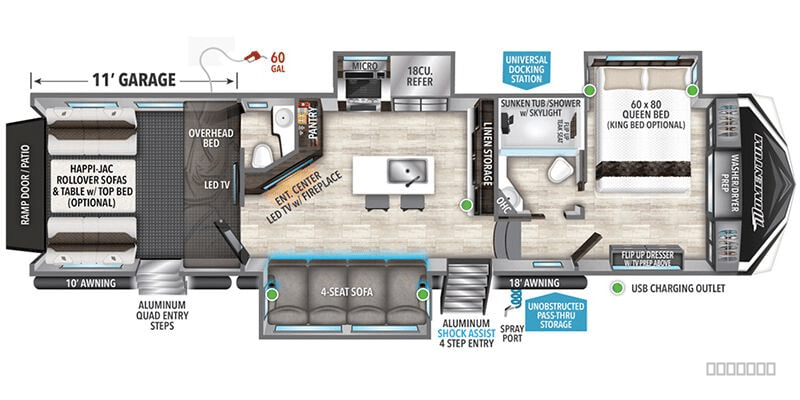 2023 Grand Design Momentum M-Class 395MS floorplan