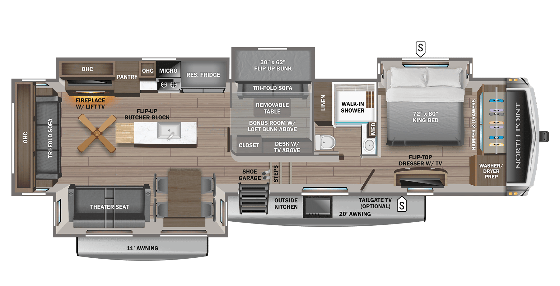 2024 Jayco North Point 377RLBH floorplan