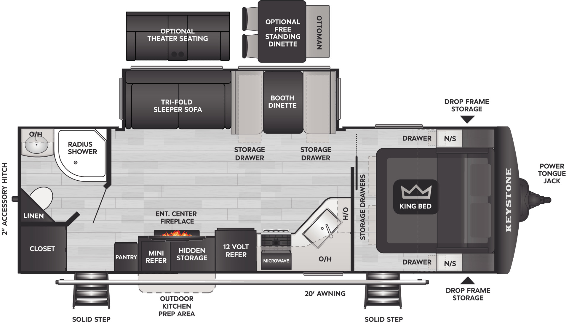 2024 Keystone RV Keystone Cougar 26RBS floorplan