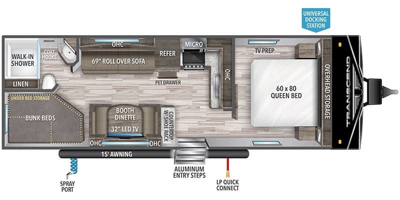 2024 Grand Design Transcend Xplor 247BH Travel Trailer floorplan