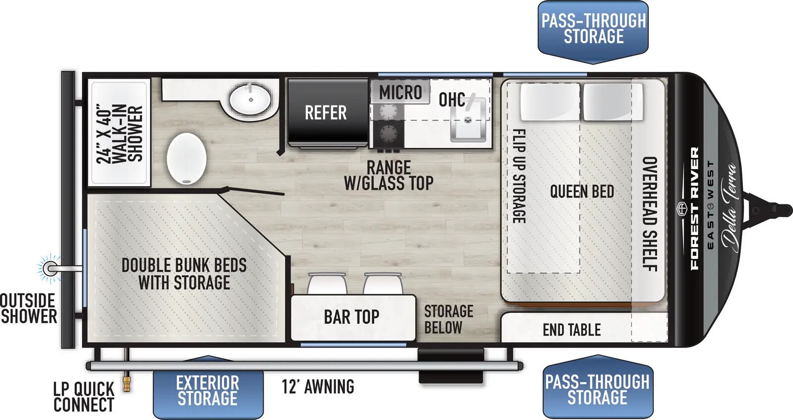 2025 East to West Della Terra 170BHXLE floorplan