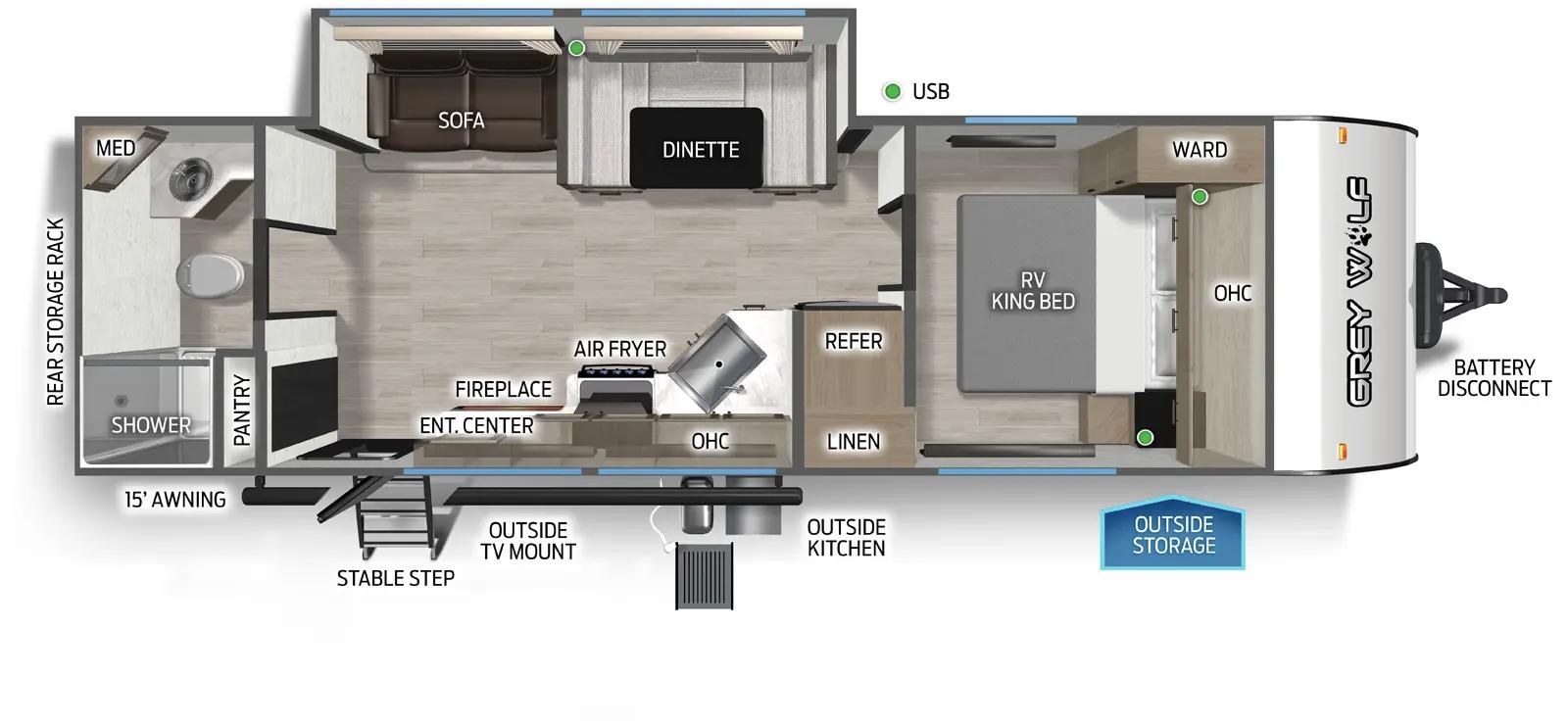 2025 Forest River Cherokee Grey Wolf 26LK floorplan