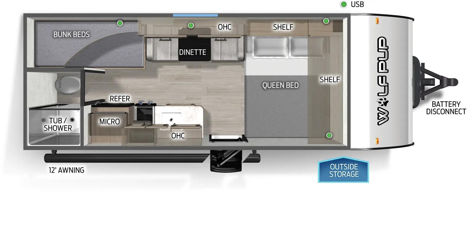 2025 Forest River Cherokee Wolf Pup 16LP floorplan