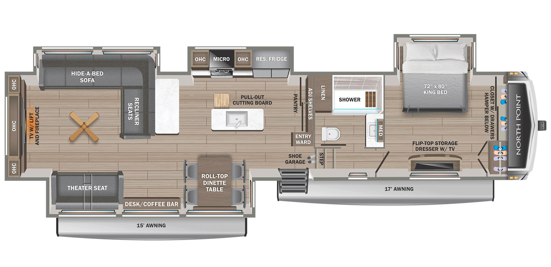2025 Jayco North Point 381CKRE floorplan