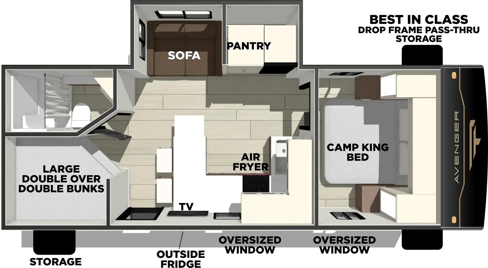 2025 Prime Time RV Avenger 25MKB floorplan
