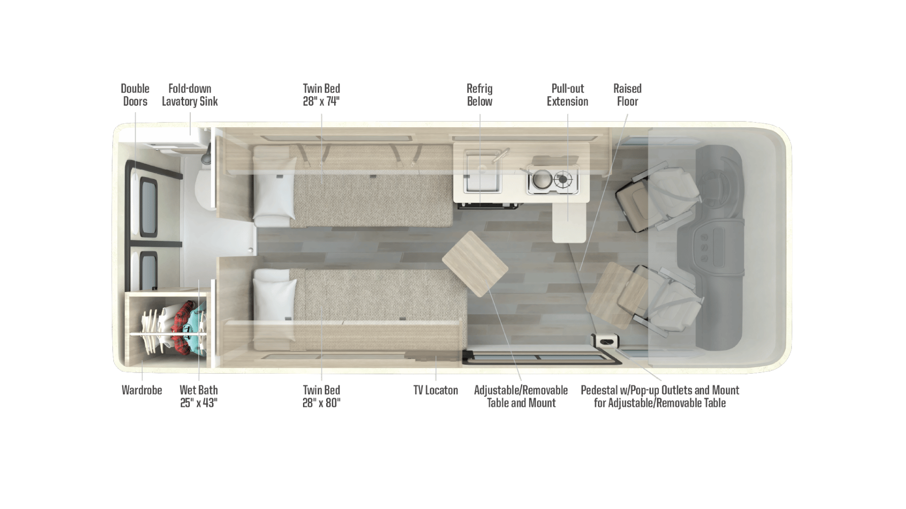 2025 Winnebago Travato 59K floorplan
