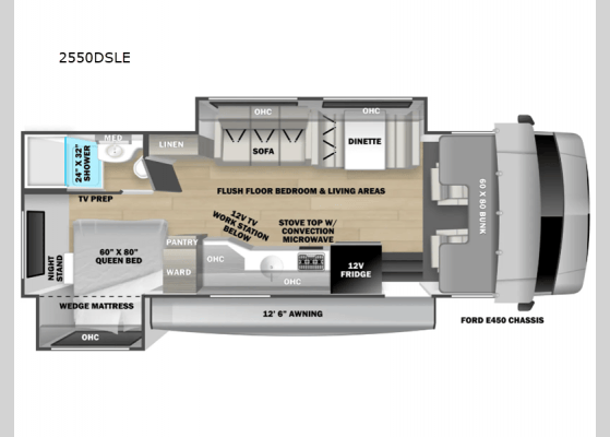 2026 Forest River RV Sunseeker 2550DSLE-FORD floorplan