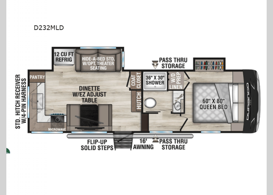 2026 KZ RV Durango Half Ton D232MLD floorplan