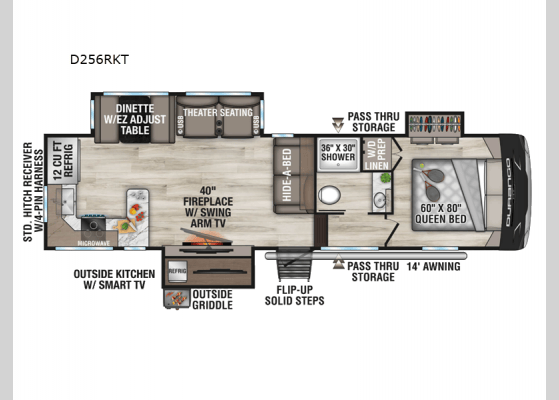 2026 KZ RV Durango Half Ton D256RKT floorplan